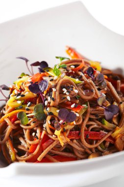 Japon Soba, Yakisoba veya Nagano Soba Makro Shot