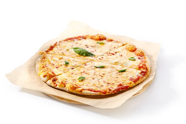 Pizza margarita, margherita, traditionelles italienisches Fladenbrot — Stockfoto