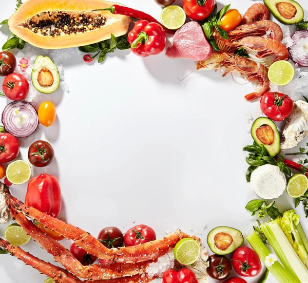 Seafood Background, Crustacean Sea Food or Shellfish Plate