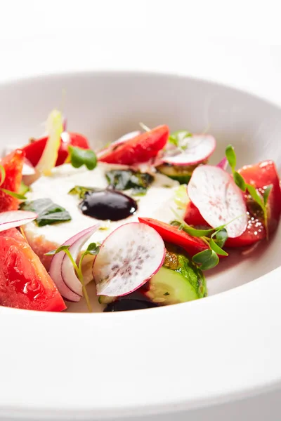 Insalata di verdure fresche e ricotta con erbe aromatiche — Foto Stock