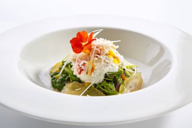 Ispanak ve armut üst görünümü ile Kırmızı kral yengeç