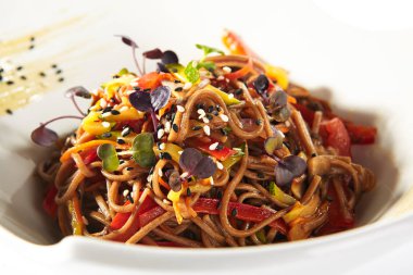 Japon Soba, Yakisoba veya Nagano Soba Makro Shot