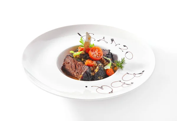 Gegrilde Prime Beef, goed gedaan kalfsvlees, gastronomische Grillsteak isol — Stockfoto
