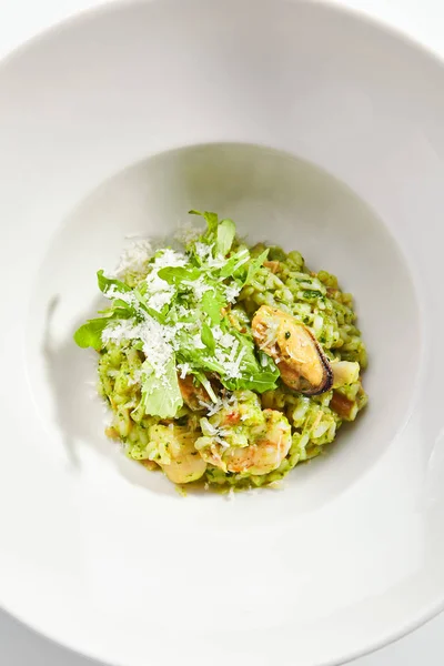 Risotto con pesce vista dall'alto — Foto Stock