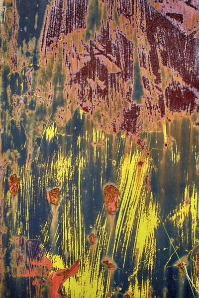 Closeup Rusty Colorful Metal Wall Background — Stock Photo, Image