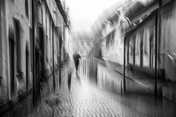 Textured Motion Blur Street Image One Person Walking — Stock Photo, Image
