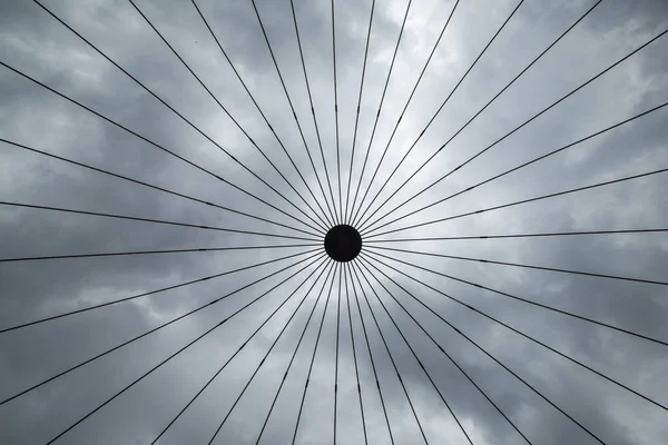 Abstract steel structure with lines and a dot — Stock Photo, Image