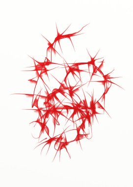 Beyaz arkaplanda kırmızı boya izi izole edildi