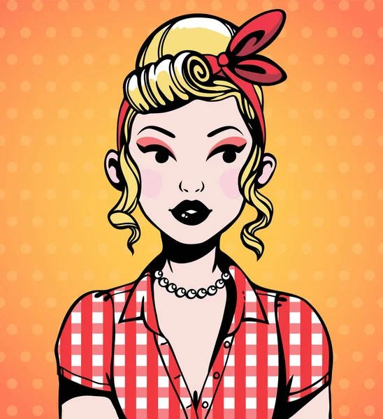 The woman's portrait with a retro a hairstyle — Stock Vector