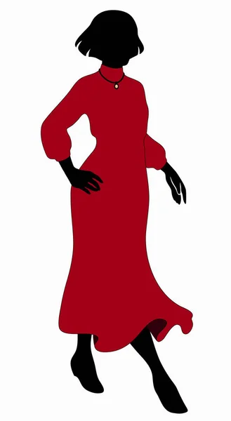 Fashion model. Silhouette of a woman in dress — Stock Vector