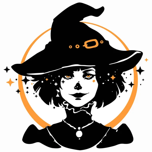 哥特式女巫在帽子 — 图库矢量图片