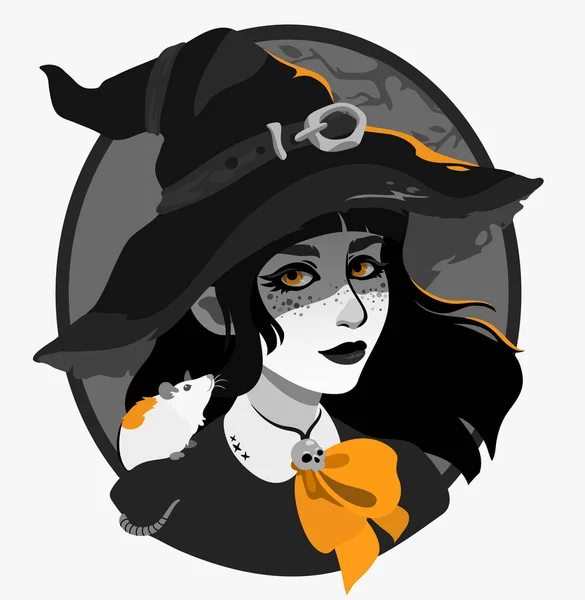 Γοτθική μάγισσα σε ένα καπέλο — Διανυσματικό Αρχείο