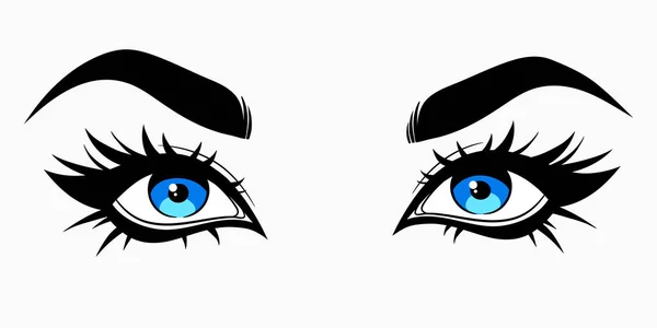 Beautiful Cute Female Eyes Cartoon Style — Stock Vector