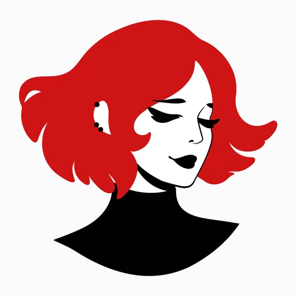 Retrato Una Hermosa Chica Gótica Con Corte Pelo Corto — Vector de stock