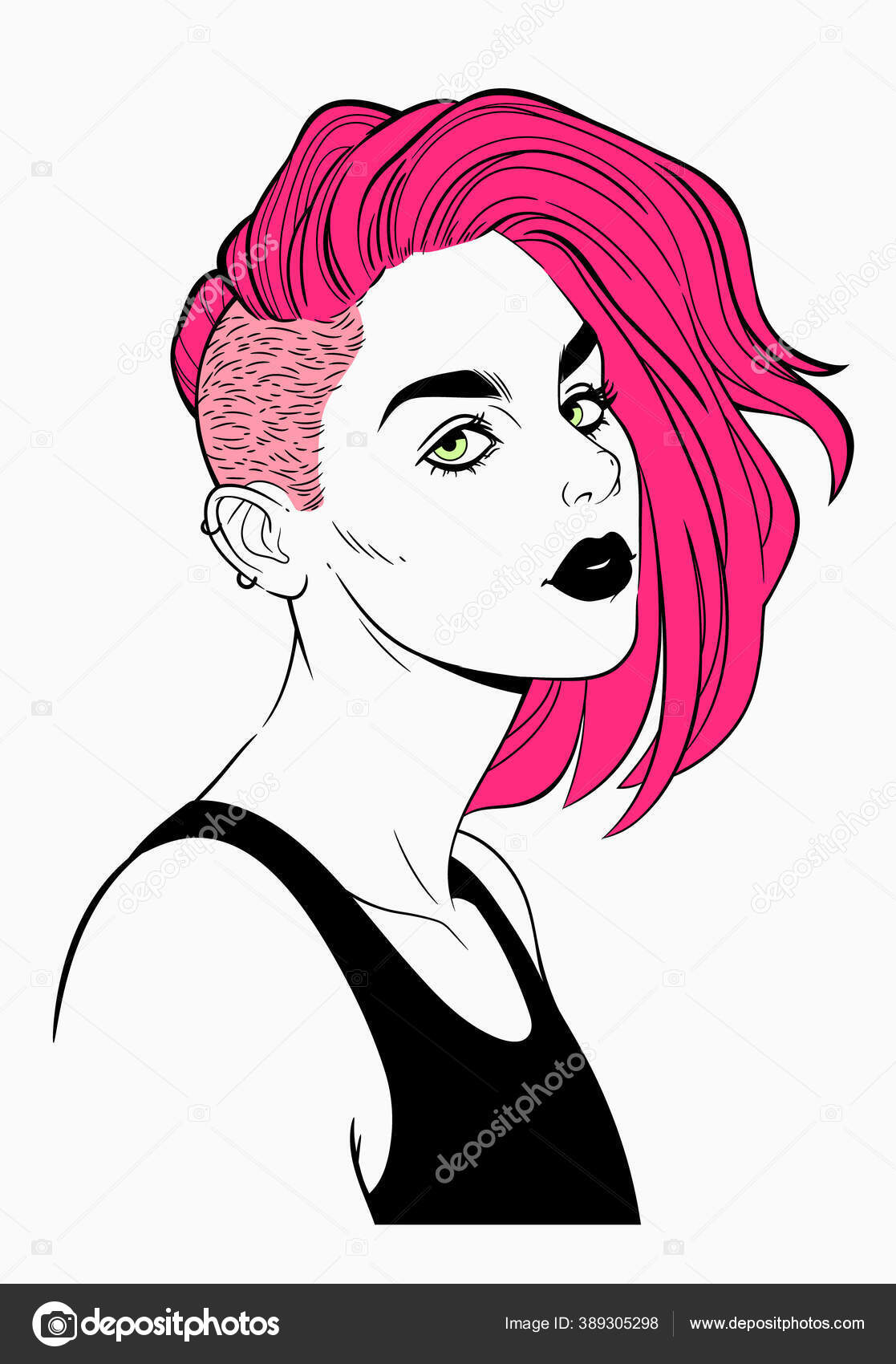 Retrato de um punk com cabelo colorido homem hipster com cabelo