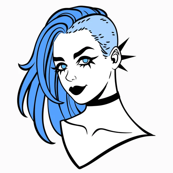 Mignon Punk Girl Avec Coupe Cheveux Mohawk — Image vectorielle