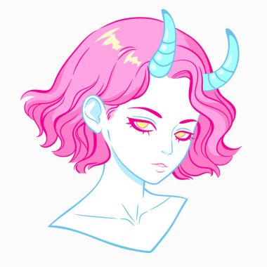 Sevimli, büyülü kızın portresi.