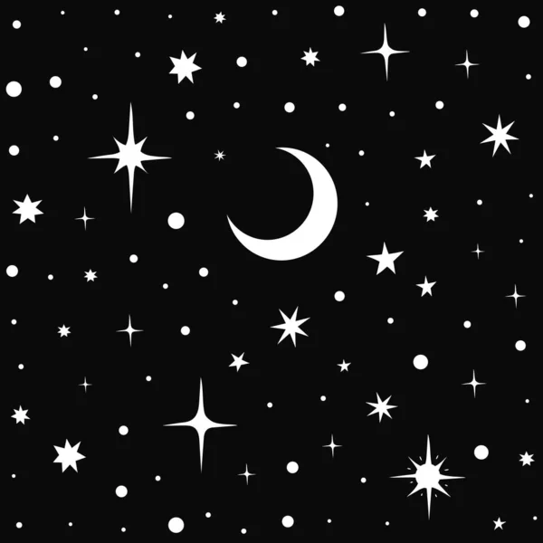 Image Transparente Ciel Étoilé Avec Croissant Lune — Image vectorielle