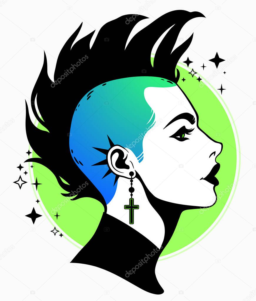 punk subculture hairstyle girl with mohawk