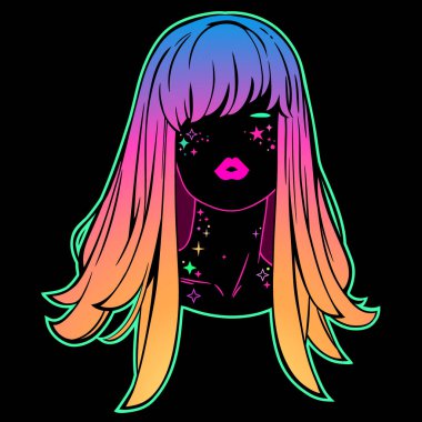 Parlak efektli bir kızın portresi