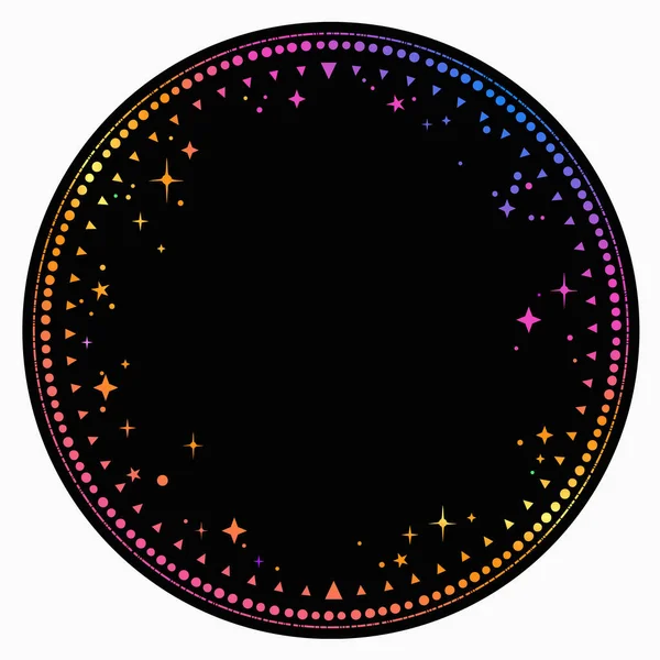 Kulatý Rám Ozdobou Pestrobarevných Hvězd — Stockový vektor