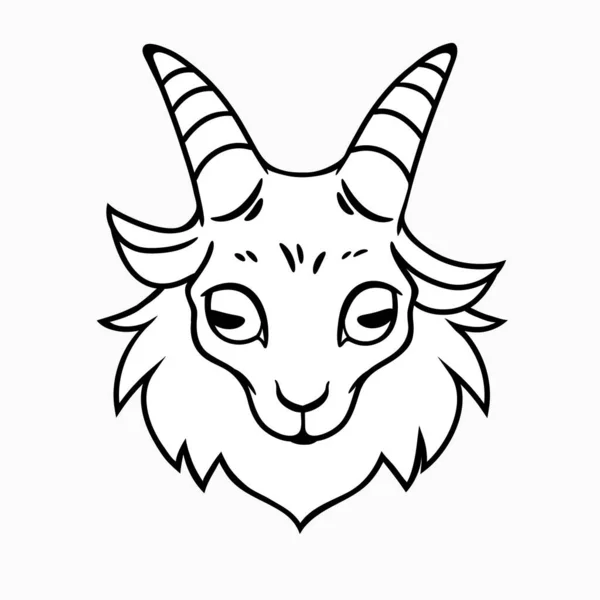 Simplified Outline Goat Head Template — Stock Vector