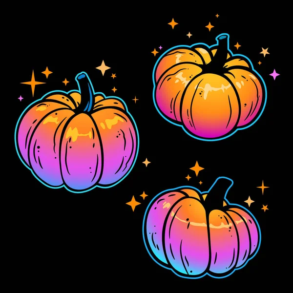 Set Cool Colorful Pumpkins — Stock Vector