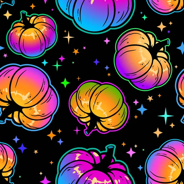 Modèle Sans Couture Citrouilles Multicolores Fraîches — Image vectorielle