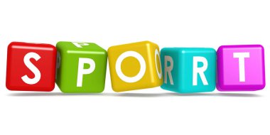 Spor word, 3d render ile renkli küp