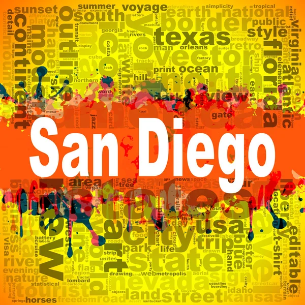 San Diego Word Cloud Design Kreative Illustration Von Ideenwörterbuchstaben Typografie — Stockfoto