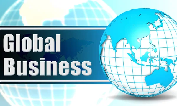 Negócios Globais Com Globo Esfera Com Fundo Branco Renderização — Fotografia de Stock
