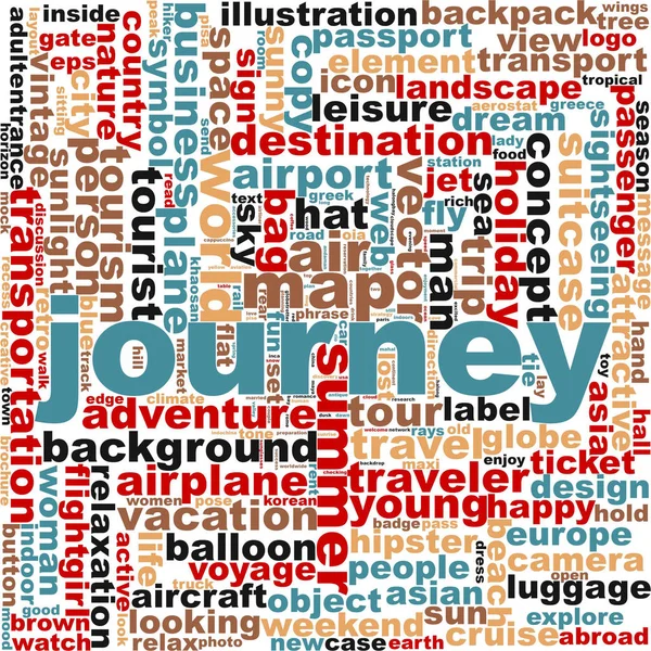 Journey Word Cloud Creative Illustration Idea Word Lettering Typography Rendering — Stock Photo, Image