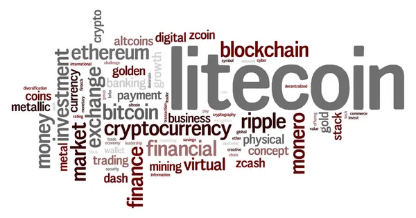 Concept Nuage Mots Litecoin Sur Fond Blanc Rendu — Photo