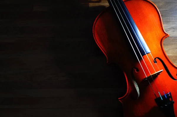 Violín Sobre Fondo Rústico Madera Concepto Musical — Foto de Stock