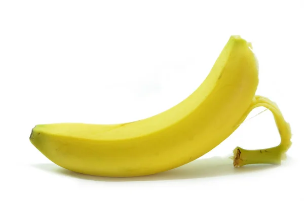 Pojedynczy Dojrzałych Bananów Białym Tle — Zdjęcie stockowe