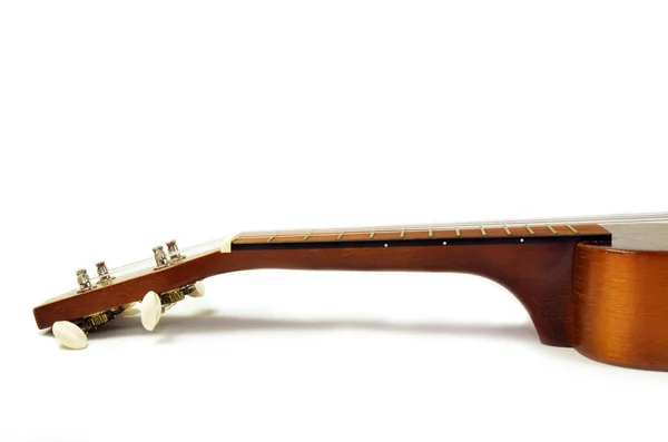 Beyaz Arka Plan Üzerinde Izole Kahverengi Ukulele Gitar — Stok fotoğraf