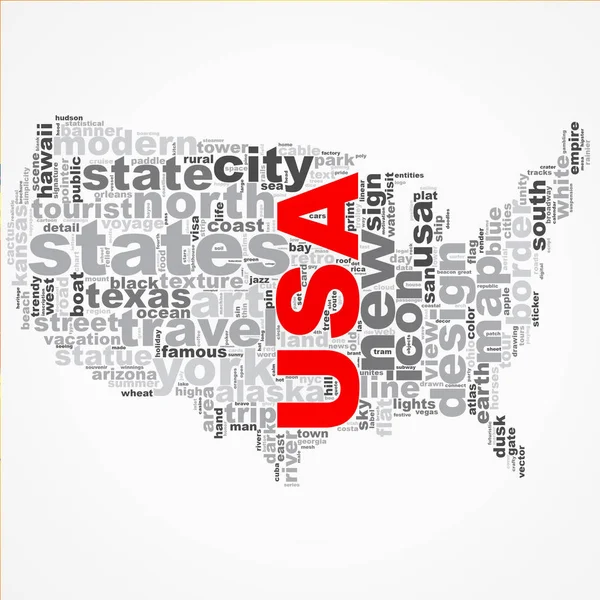 USA map word cloud design. Creative illustration of idea word lettering typography . 3D rendering.