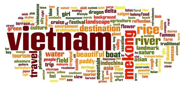 Vietnam kelime bulutu. Fikir kelime tipografi yazı yaratıcı Illustration. 3D render.