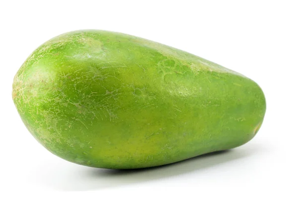 Zöld Papaya Elszigetelt Fehér Alapon — Stock Fotó