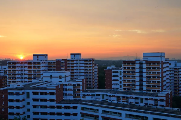 Apartamento Edifício Pôr Sol Bloco Apartamentos Cingapura — Fotografia de Stock