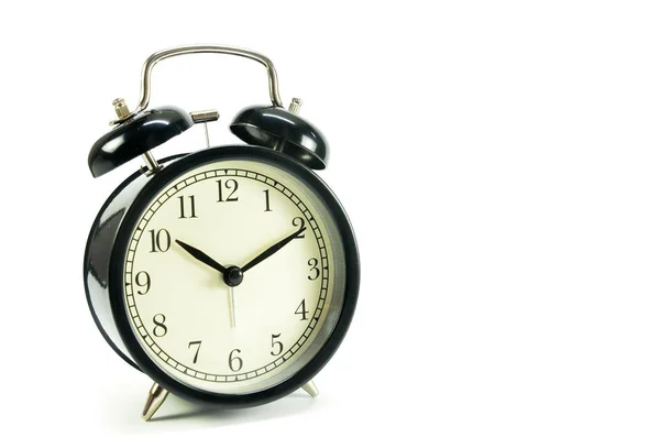 Black Colored Alarm Clock White Background — Stock Photo, Image