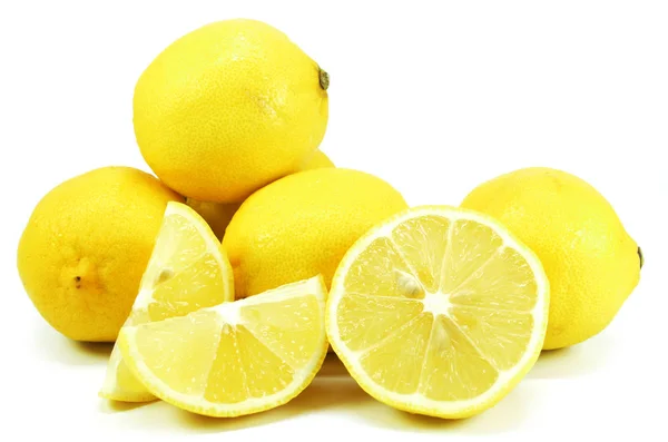 Skupina Citron Ovoce Bílém Pozadí — Stock fotografie