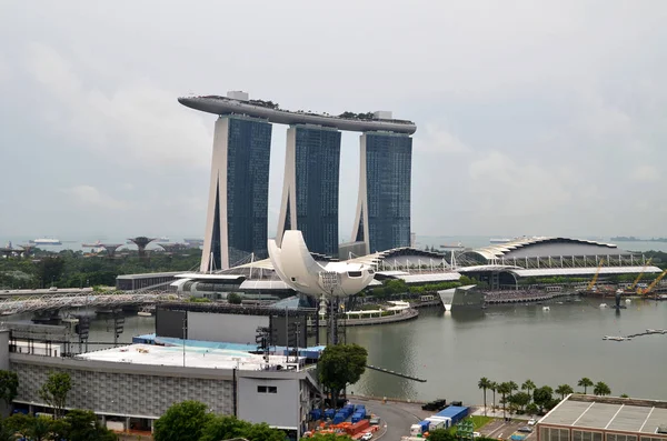 Singapur Červen 2018 Pohled Marina Bay Singapuru Den Který Ikonický — Stock fotografie