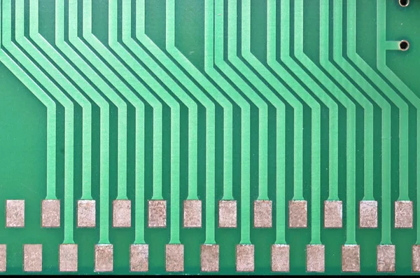 緑のプリント回路基板 クローズ アップとトップ ビュー — ストック写真