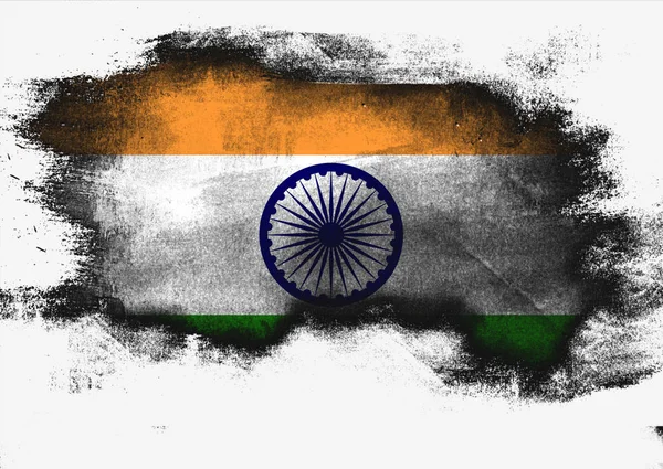 Флаг Индии Раскрашенный Кистью Белом Фоне Рендеринг — стоковое фото