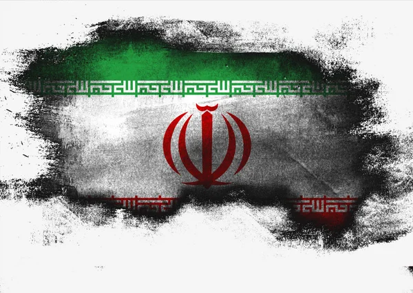 Iranische Flagge Mit Pinsel Auf Weißem Hintergrund Bemalt Rendering — Stockfoto