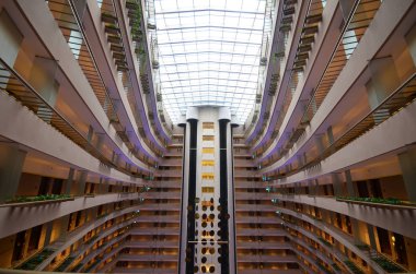 Singapur-Haziran 17, 2018: Marina Mandarin Hotel, Singapore, öğleden sonra iç görünüm