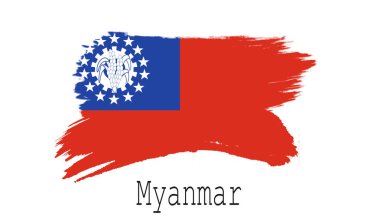 Beyaz arka plan, 3d render Myanmar bayrağı