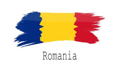 Beyaz arka plan, 3d render Romanya bayrağı