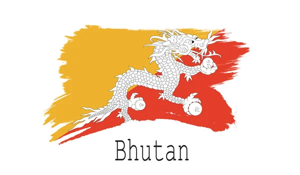 Bandera Bután Sobre Fondo Blanco Representación —  Fotos de Stock